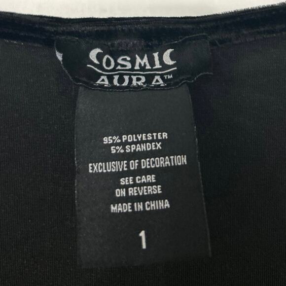 Cosmic Aura Black Velvet Asymmetrical Lace Trim Mini Dress 14/16 (1) Whimsigoth - Picture 13 of 16